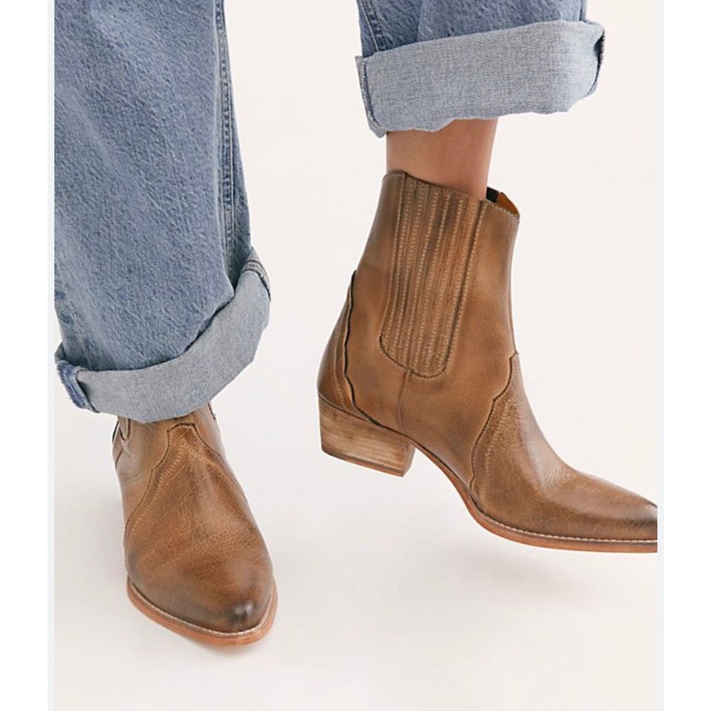 Free People New Frontier Western Chelsea Boho Ankle Boot 38 8